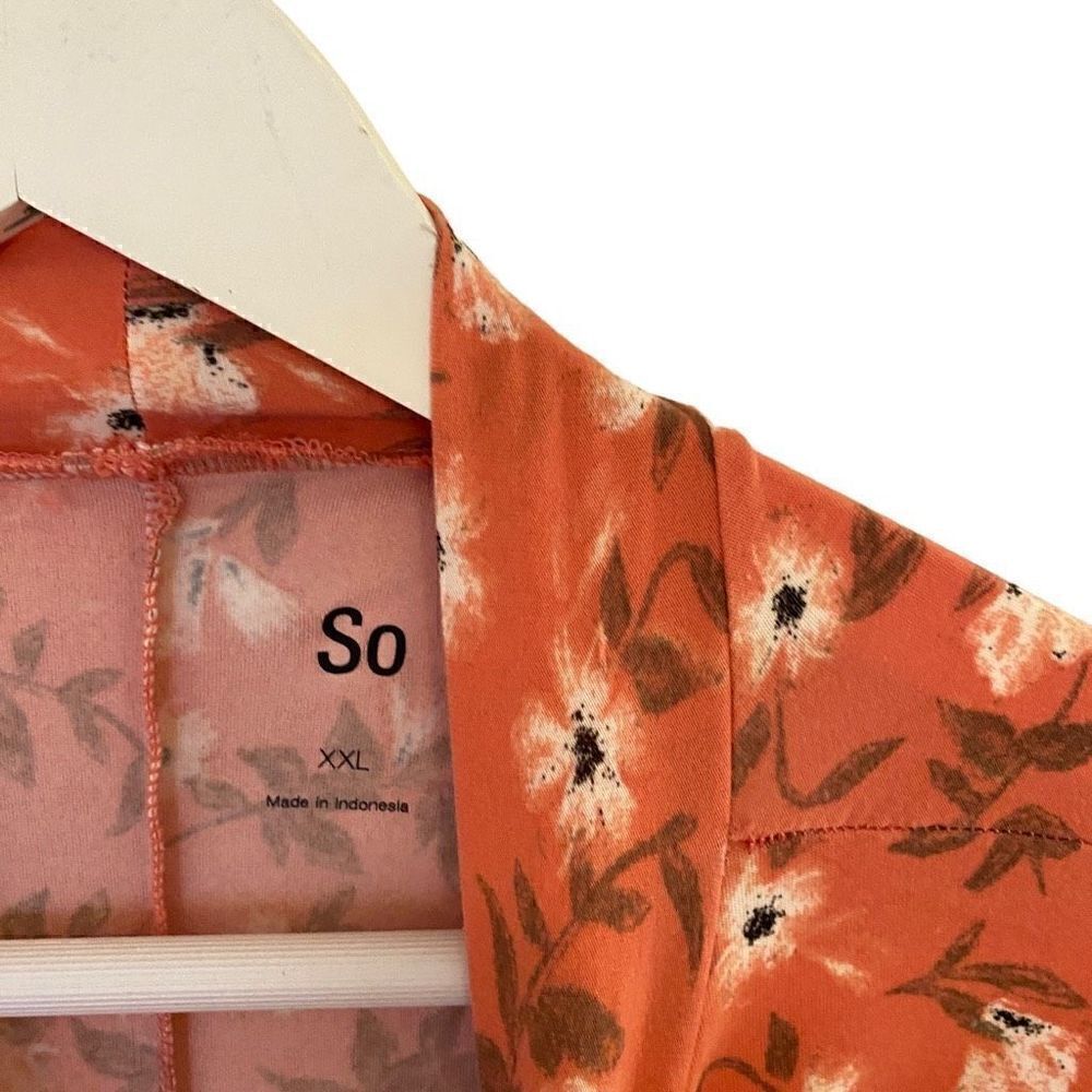 SO Plus size XXL floral rust color orange long sleeve cowl neck dress prairie La - Picture 4 of 7